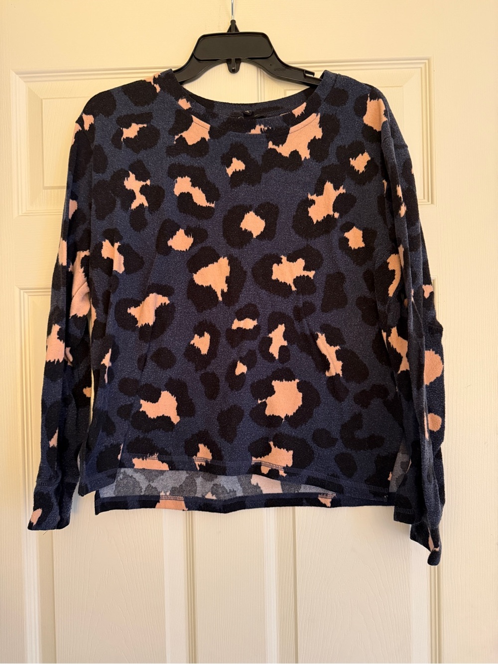 Jessica Simpson Navy and Pink Leopard Print Crewneck Sweater